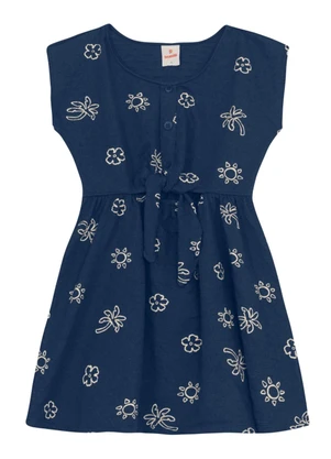 Brandili - Vestido Menina Tropical Texturizado Azul - BRANDILI