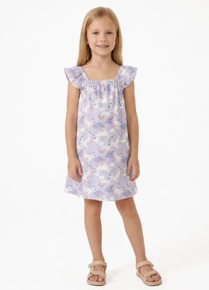 Fakini - Vestido Menina Unicórnio Roxo - FAKINI