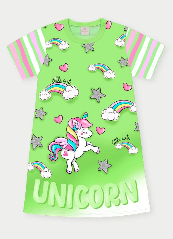 Abrange - Vestido Menina Unicórnio Verde 1