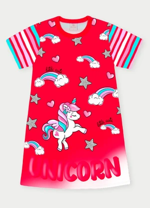 Abrange - Vestido Menina Unicórnio Vermelho - ABRANGE