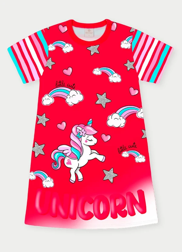 Abrange - Vestido Menina Unicórnio Vermelho 1