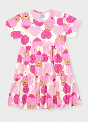 Abrange - Vestido Menina Ursinha Rosa - ABRANGE
