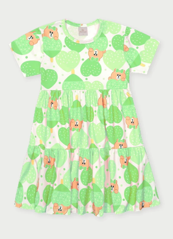 Abrange - Vestido Menina Ursinha Verde