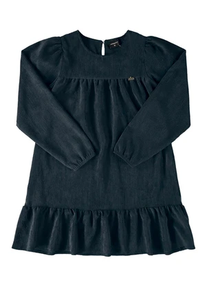 Milli e Nina - Vestido Menina Veludo Cotelê Preto - MILLI E NINA