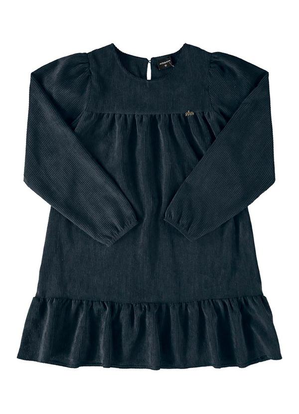 Milli e Nina - Vestido Menina Veludo Cotelê Preto