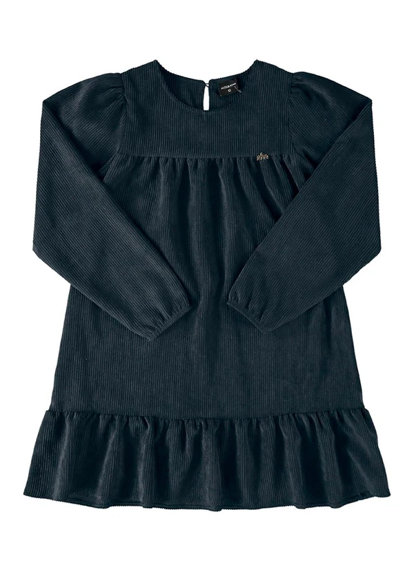 Milli e Nina - Vestido Menina Veludo Cotelê Preto 1