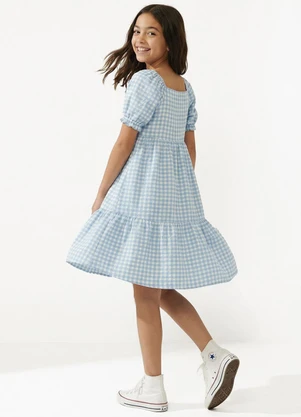 Fakini - Vestido Menina Xadrez Azul - FAKINI