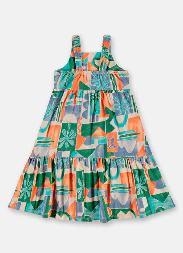 Up Baby - Vestido Midi Algodão Alças Verde 3