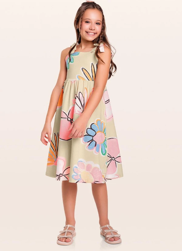Fakini Kids - Vestido Midi Bege