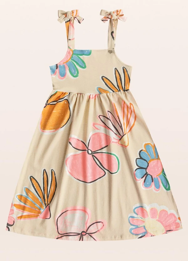 Fakini Kids - Vestido Midi Bege 3