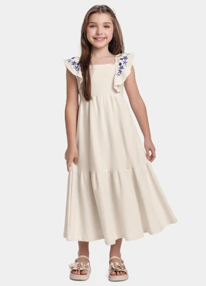 Fakini Kids - Vestido Midi Bege - FAKINI KIDS