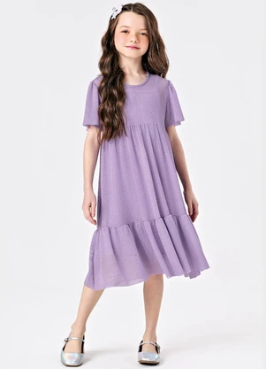 Trick Nick - Vestido Midi com Sobreposicao Roxo - TRICK NICK