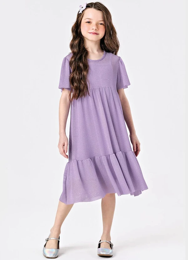 Trick Nick - Vestido Midi com Sobreposicao Roxo