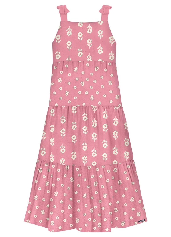 Alakazoo - Vestido Midi de Alça Estampado Rosa
