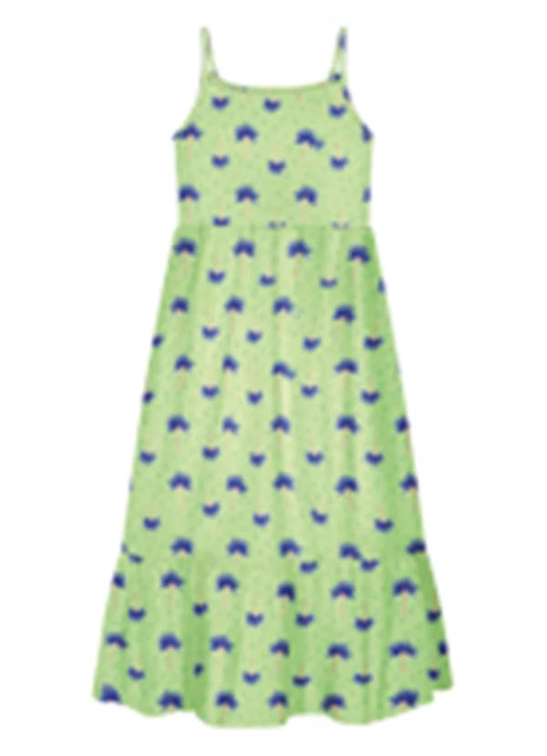 Alakazoo - Vestido Midi de Alças Penteada Verde
