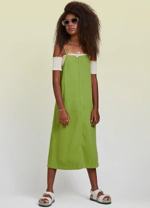 I Am - Vestido Midi de Sarja Verde - I AM