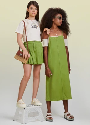 I Am - Vestido Midi de Sarja Verde - I AM