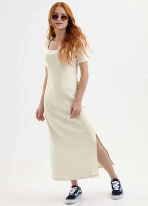 Cativa You - Vestido Midi em Algodão Off-White - CATIVA YOU