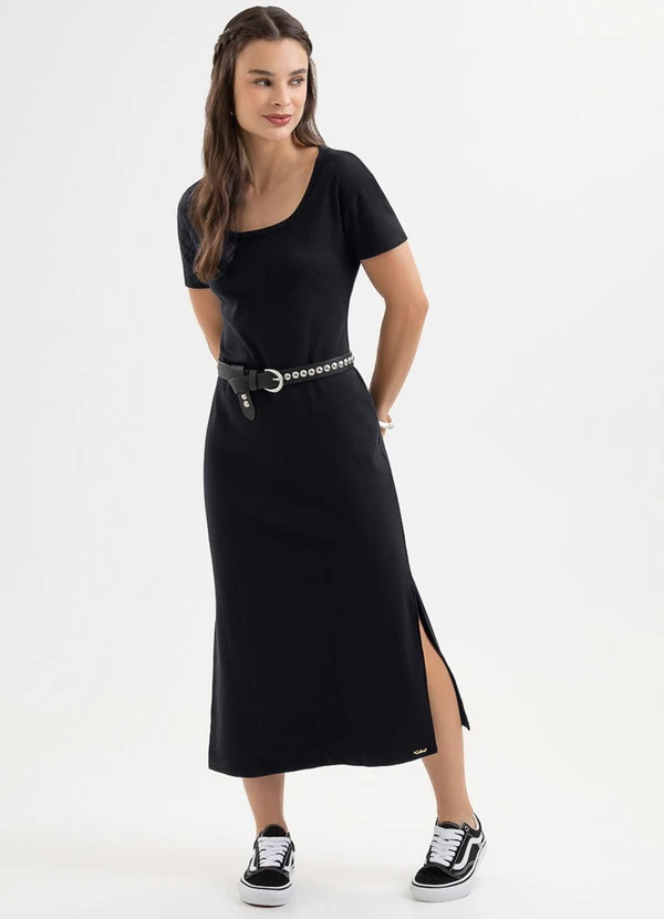 Cativa You - Vestido Midi em Algodão Preto