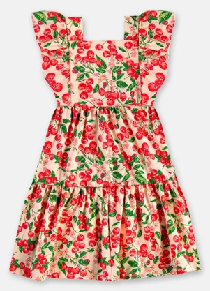 Up Baby - Vestido Midi em Cotton Infantil Bege - UP BABY