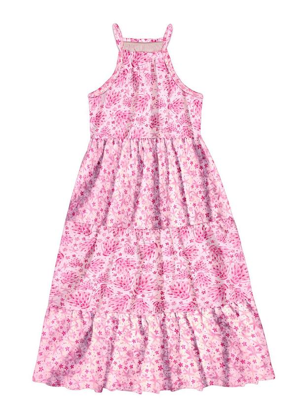 Alakazoo - Vestido Midi em Viscose com Conchas Rosa 2