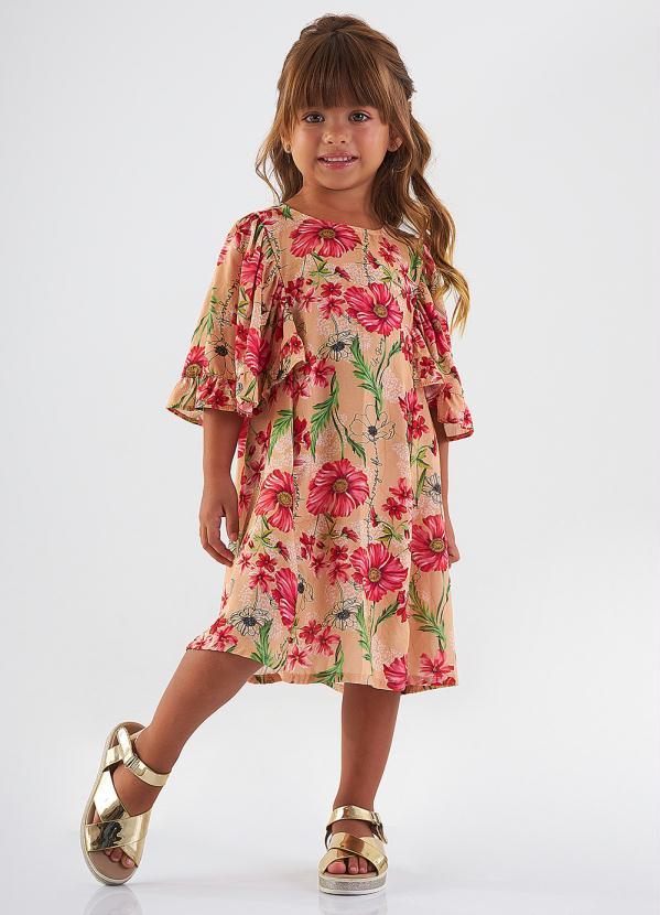 Up Baby - Vestido Midi Festa Infantil Bege