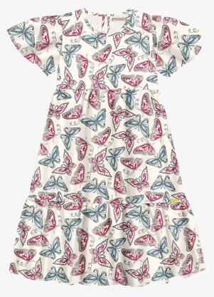 Trick Nick - Vestido Midi Infantil Borboletas Bege - TRICK NICK