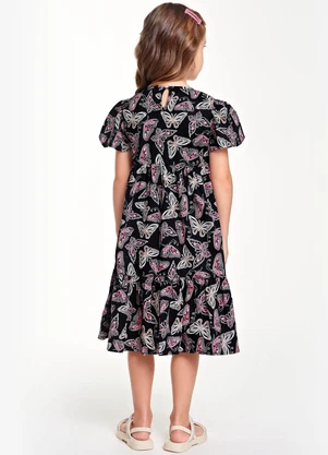 Trick Nick - Vestido Midi Infantil Borboletas Preto - TRICK NICK