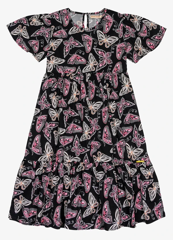 Trick Nick - Vestido Midi Infantil Borboletas Preto 4