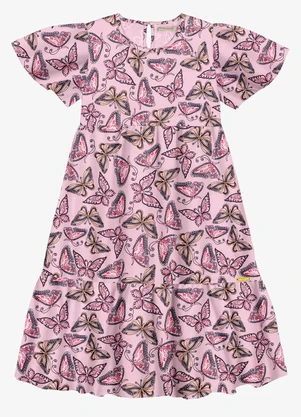 Trick Nick - Vestido Midi Infantil Borboletas Rosa - TRICK NICK