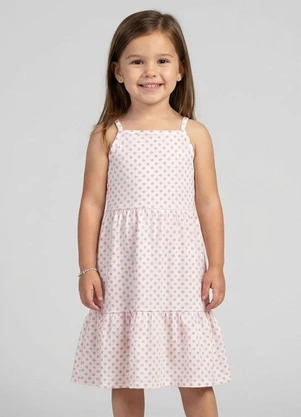 Select - Vestido Midi Infantil com Recorte Franzido Rosa - SELECT