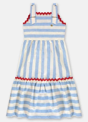Up Baby - Vestido Midi Infantil em Algodão Azul - UP BABY