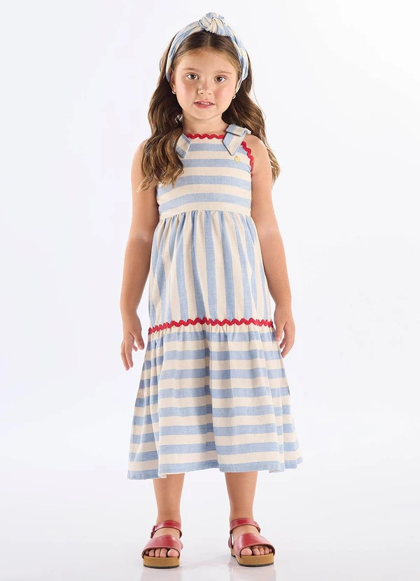 Up Baby - Vestido Midi Infantil em Algodão Azul 1