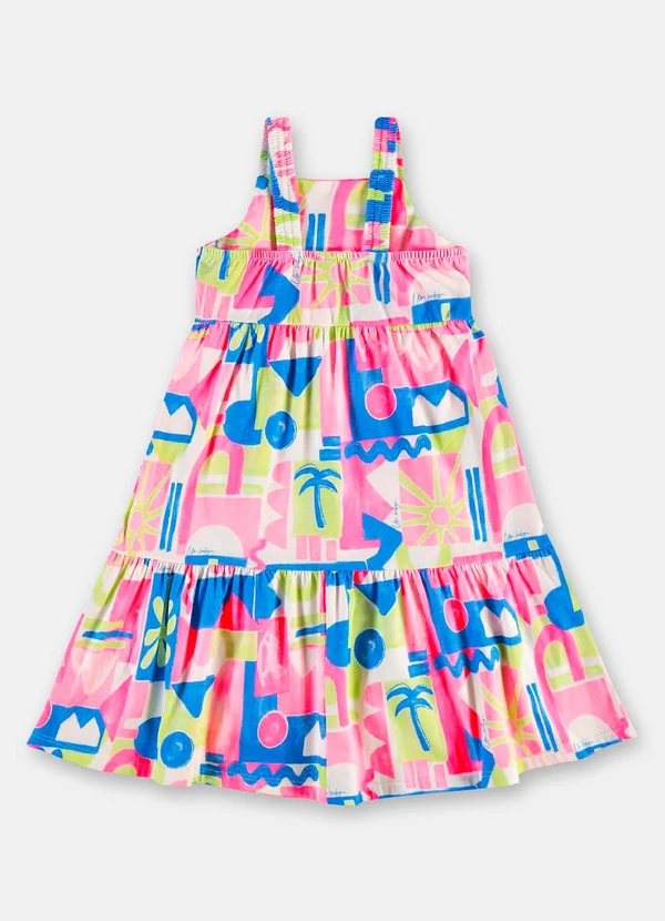 Up Baby - Vestido Midi Infantil em Algodão Rosa 3