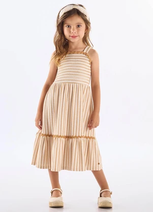 Up Baby - Vestido Midi Infantil em Piquet Bege - UP BABY