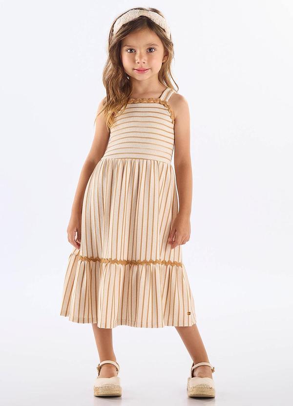 Up Baby - Vestido Midi Infantil em Piquet Bege