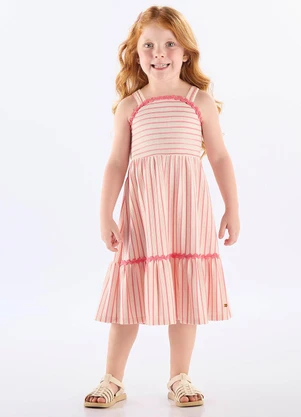 Up Baby - Vestido Midi Infantil em Piquet Rosa - UP BABY