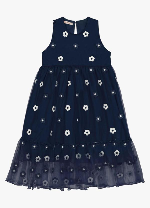 Trick Nick - Vestido Midi Infantil em Tule Bordado Azul