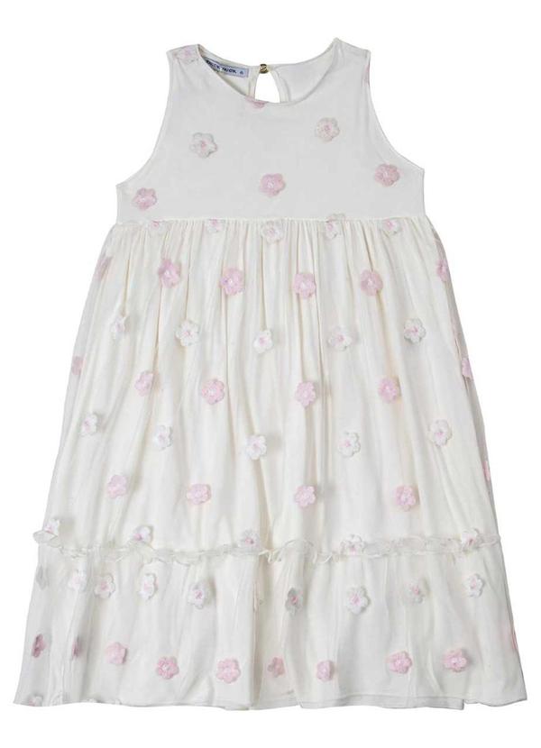 Trick Nick - Vestido Midi Infantil em Tule Bordado Bege