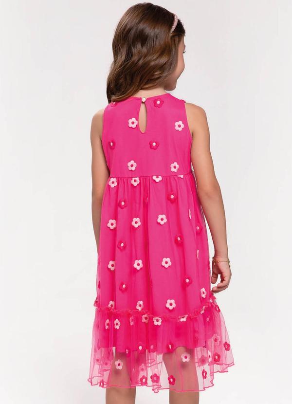 Trick Nick - Vestido Midi Infantil em Tule Bordado Rosa 2