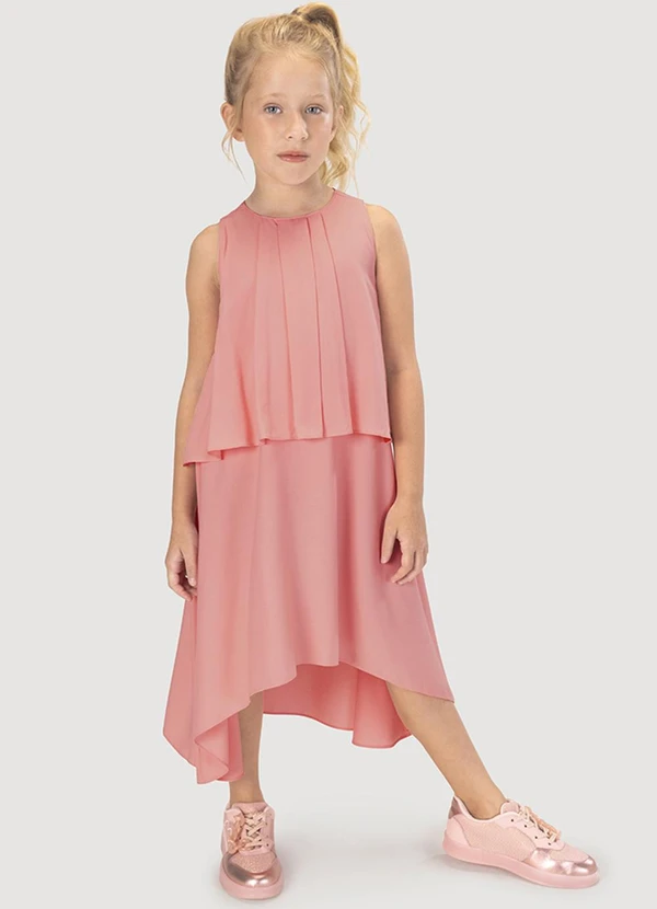 Lilica Ripilica - Vestido Midi Infantil Feminino Rosa