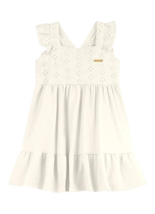 Colorittá - Vestido Midi Infantil Menina Laise Branco - COLORITTÁ