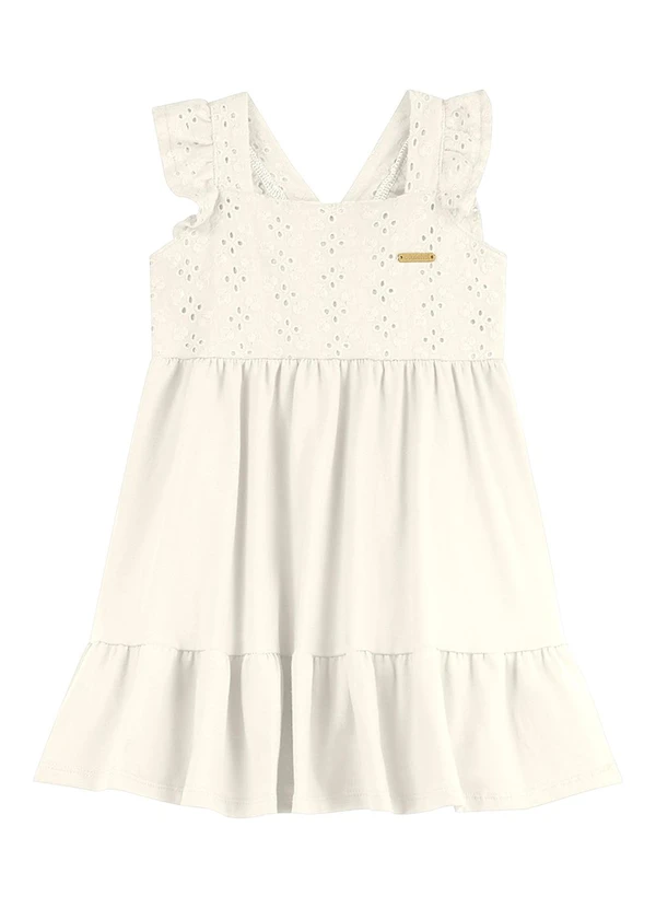 Colorittá - Vestido Midi Infantil Menina Laise Branco 1