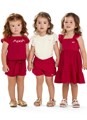 Colorittá - Vestido Midi Infantil Menina Laise Vermelho - COLORITTÁ