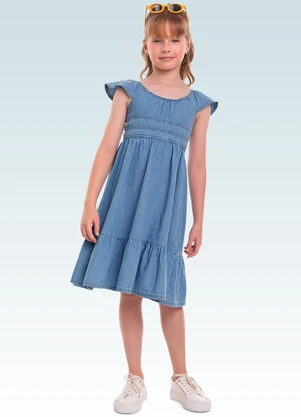 Fakini Kids - Vestido Midi Jeans Azul - FAKINI KIDS