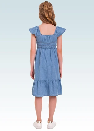 Fakini Kids - Vestido Midi Jeans Azul - FAKINI KIDS