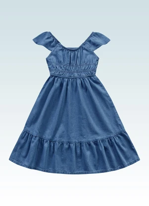 Fakini Kids - Vestido Midi Jeans Azul - FAKINI KIDS