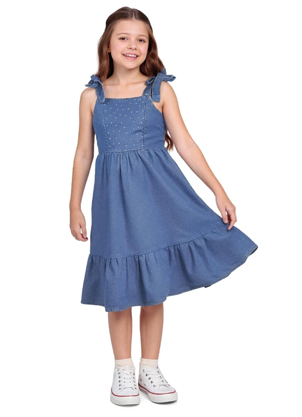 Fkn Play Denim - Vestido Midi Jeans Medio