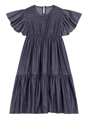 Trick Nick - Vestido Midi Liocel com Glitter Azul - TRICK NICK