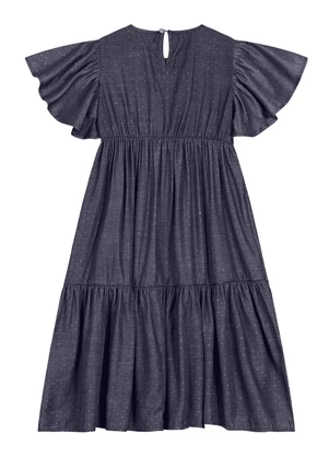 Trick Nick - Vestido Midi Liocel com Glitter Azul - TRICK NICK